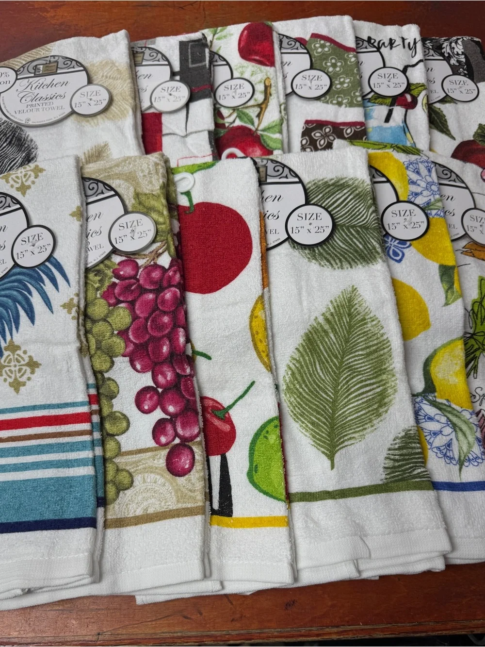 100% Cotton Printed Kitchen Towels – 12-Piece Set
